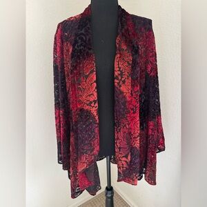 Carole Little Velvet Burnout Open Front Kimono Jacket